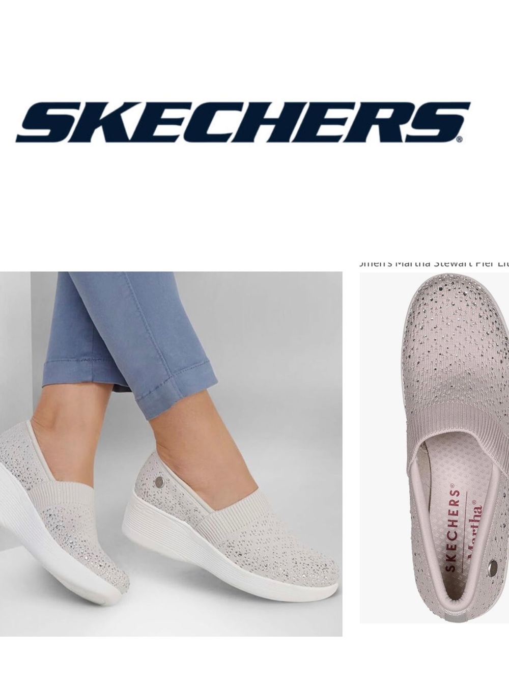 Skechers Martha Stewart Pier Lite Slip On Shoes. Light Gray. Size 6.5.